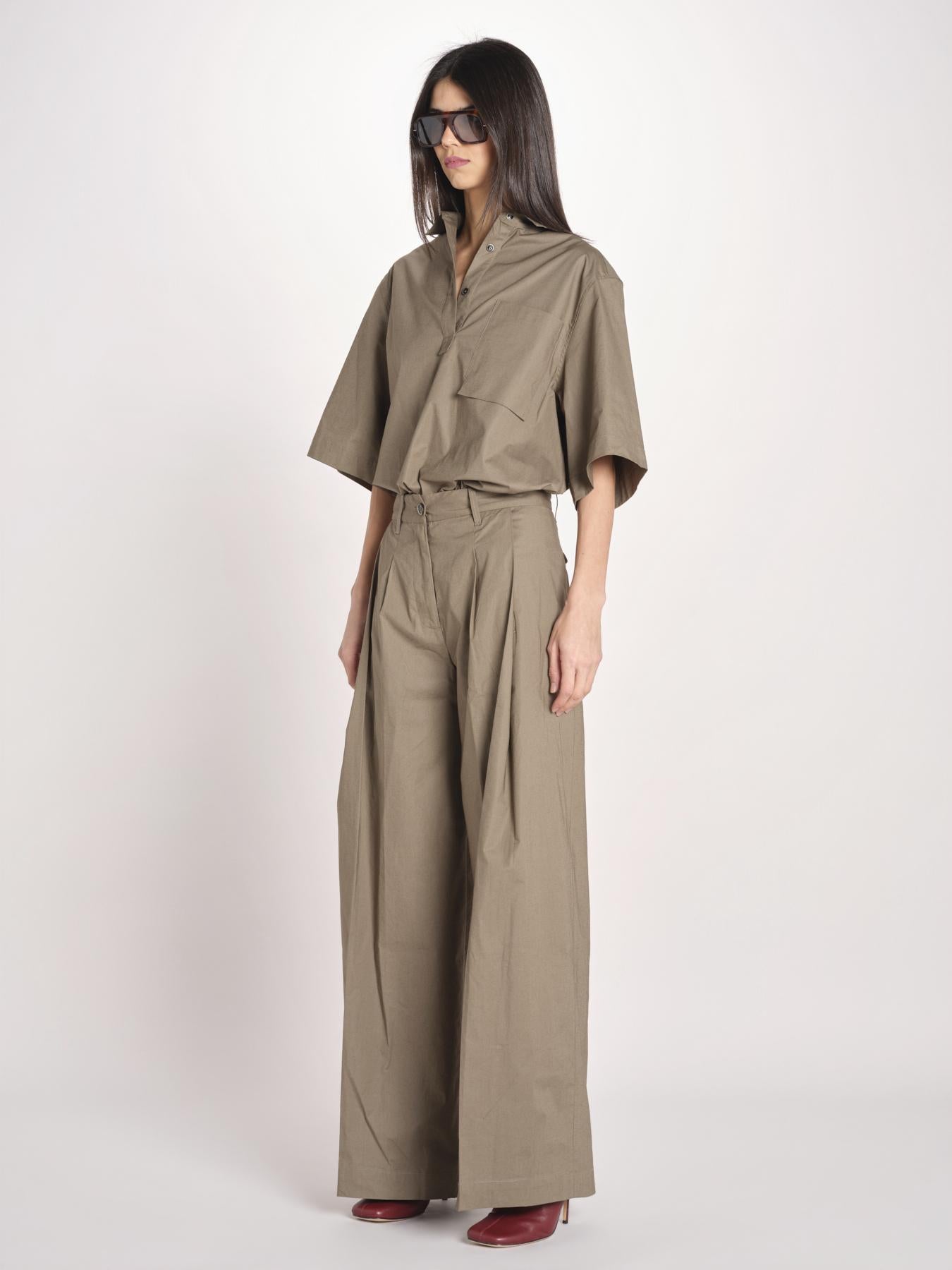 pantalone in cotone con pines PETRA PE99 OLIVA nine in the morning 