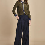 camicia con collo e polsi a contrasto CR_3069T OLIVE bodice 
