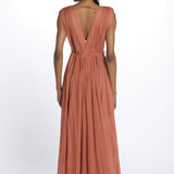 MIKONOS maxi abito con scollo senza maniche MIKONOS RUST laraethnics 