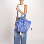 shopping quadrata dipinta a mano SHQM-26E18- B 12 BLUETTE le daf 