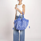 shopping quadrata dipinta a mano SHQM-26E18- B 12 BLUETTE le daf 