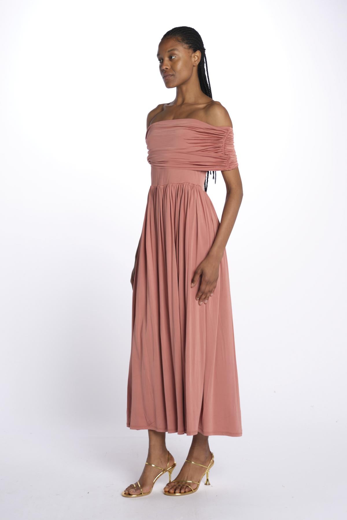 Abito ARIEL midi jersey arricciato 12248301 TERRACOTTA malina 