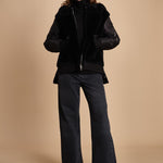 24065 giubbotto in nylon e pelliccia 24065350 NERO milaura 