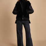 24065 giubbotto in nylon e pelliccia 24065350 NERO milaura 