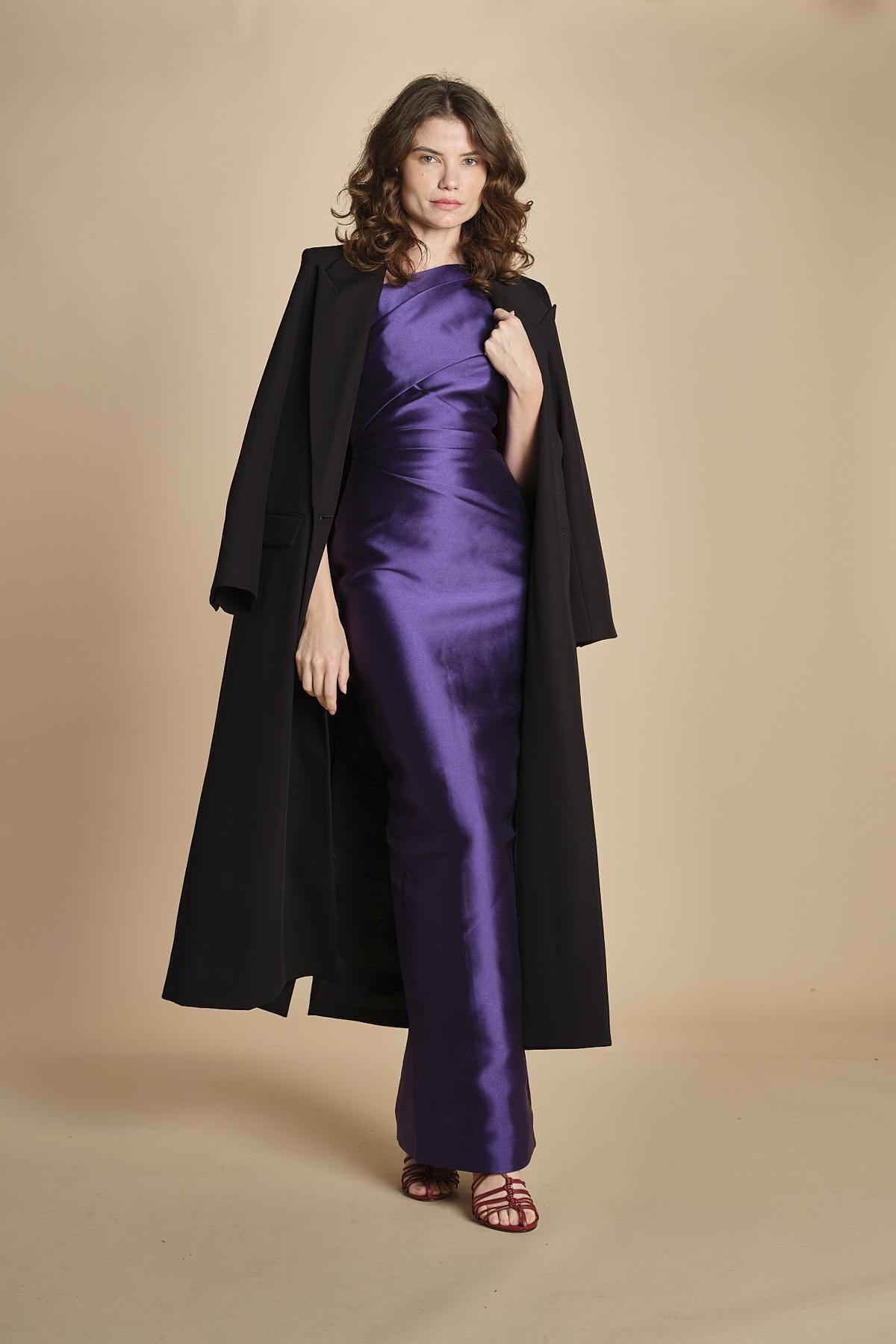maxidress in taffetà KIRA RAISIN solace 