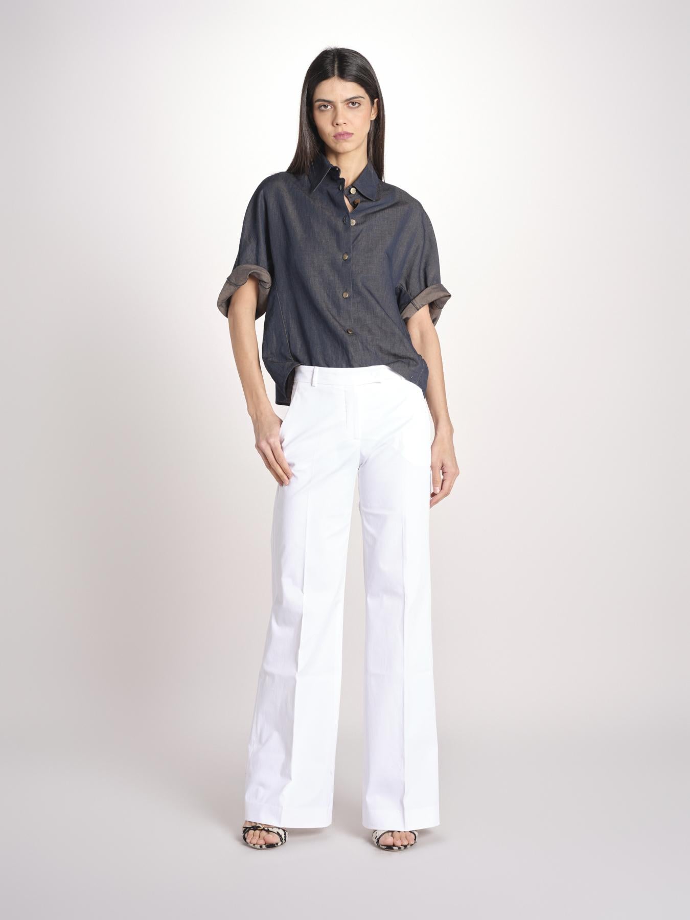 pantalone diritto in cotone MELODY L 684 54 14 BIANCO quelledue 