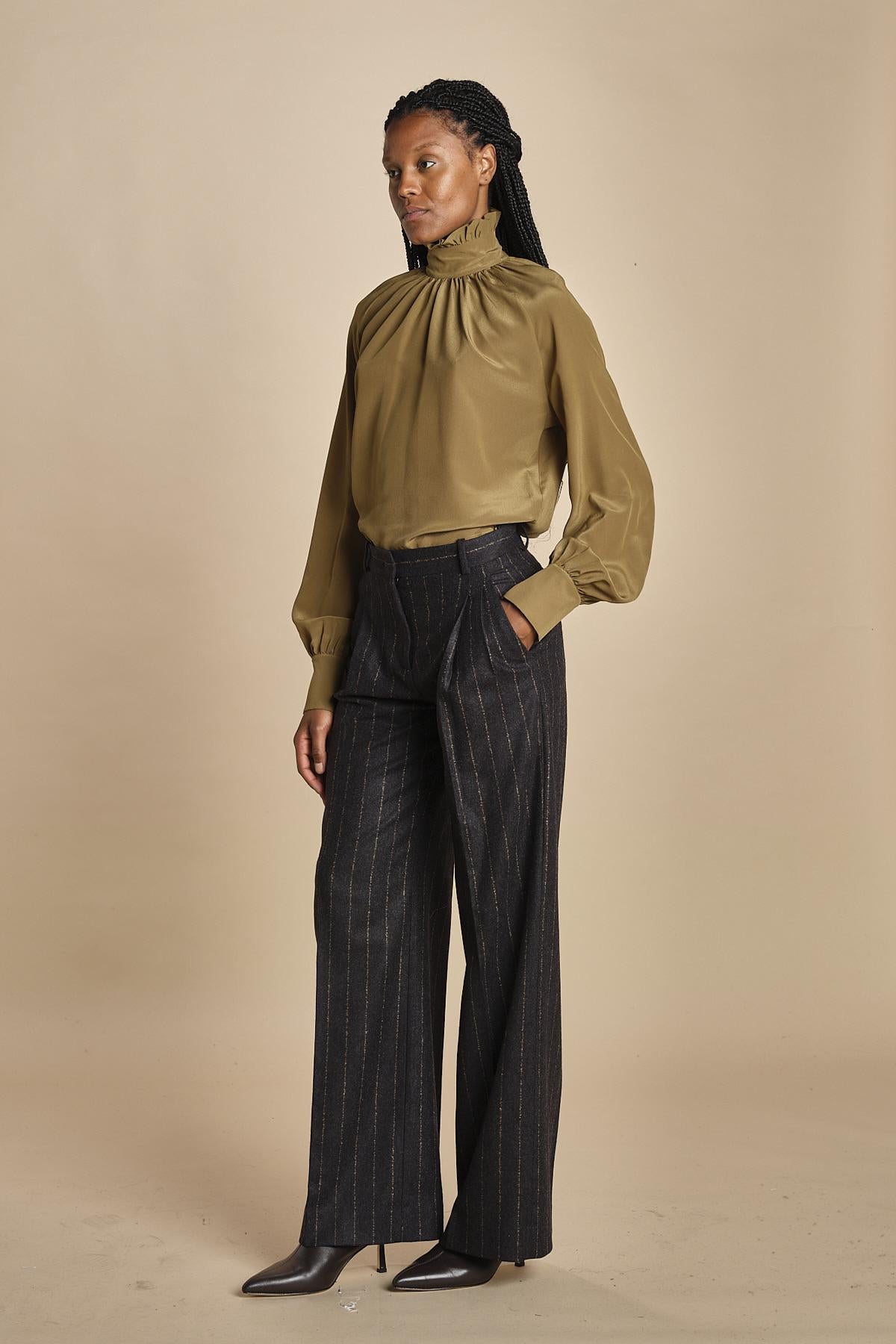pantalone gessato con pinces MAFALDA 357507146 73 quelledue 