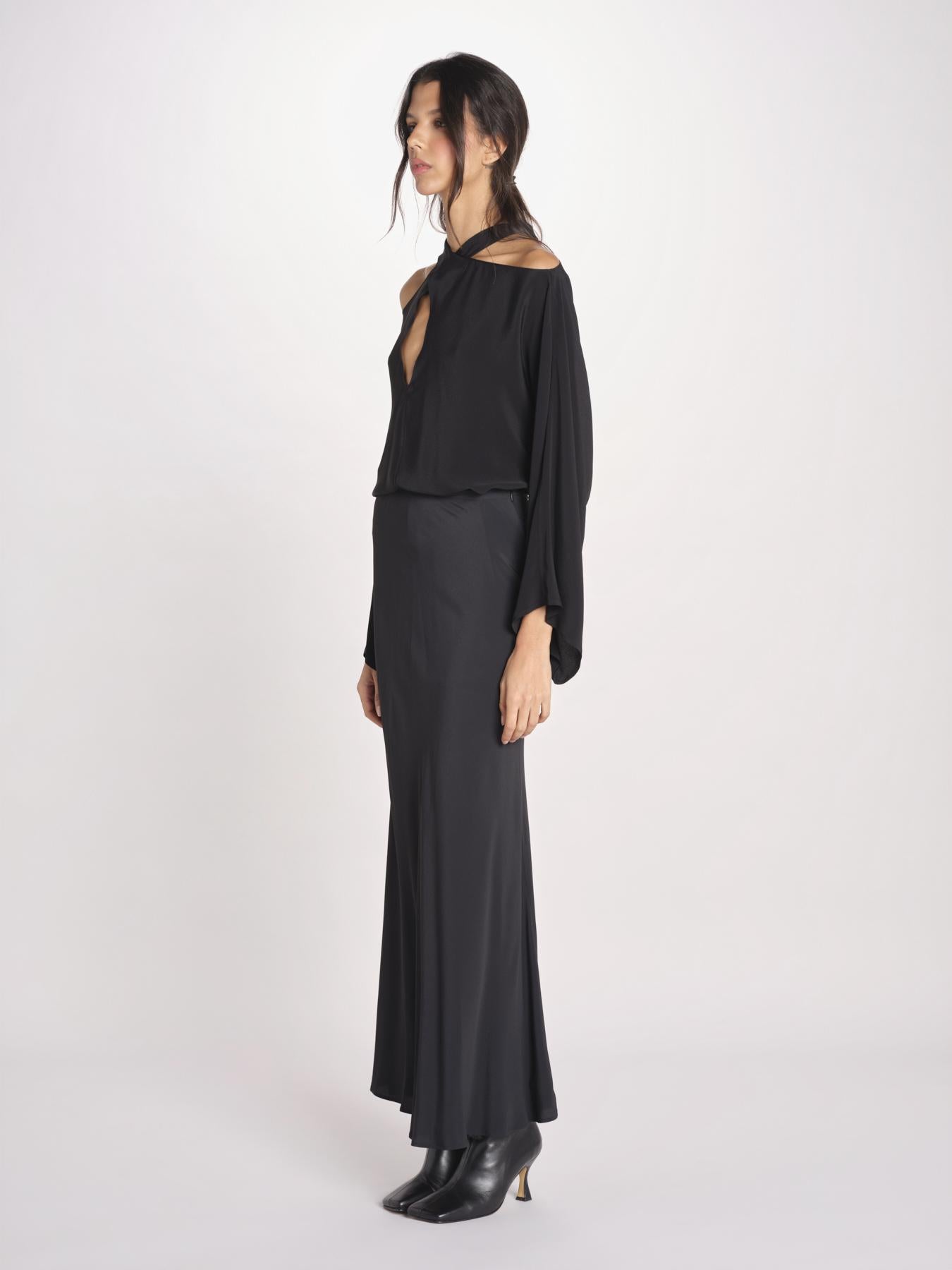 gonna lunga in seta 40702-412 NERO 88 federica tosi 