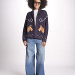 cardigan con cavalli THE HORSE LODGE S463682 NAVY the GREAT 