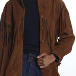  THE SUEDE FRINGE SHIRT JACKET COGNAC the GREAT 
