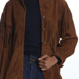  THE SUEDE FRINGE SHIRT JACKET COGNAC the GREAT 