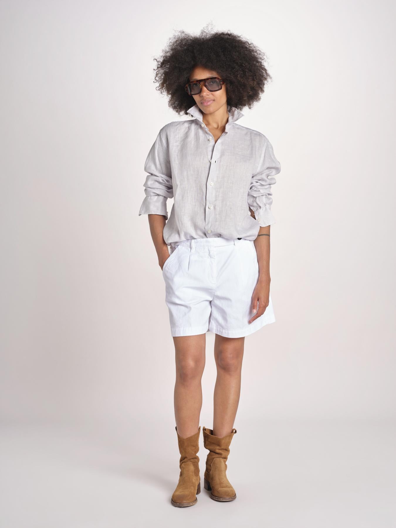 Camicia maschile in lino M012 1017 PERLA milaura 