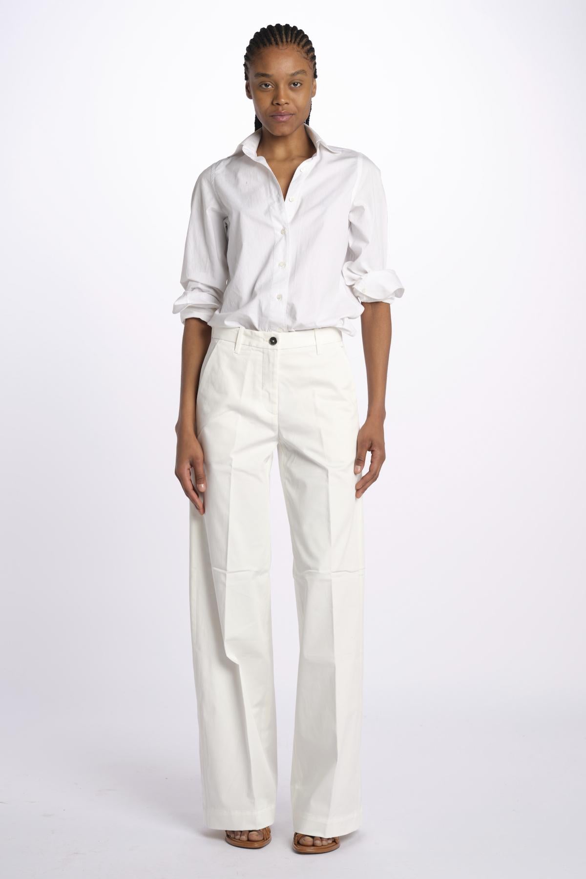 Pantalone NADIA co/ stretch NADIA NAC120 P01 BIANCO nine in the morning 