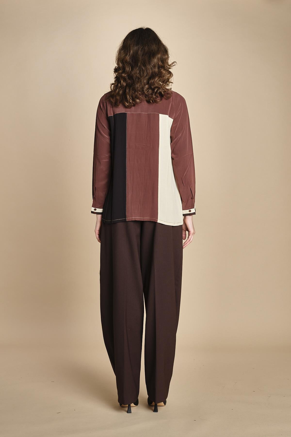 camicia con collo a pannelli BL_3261T BROWN bodice 