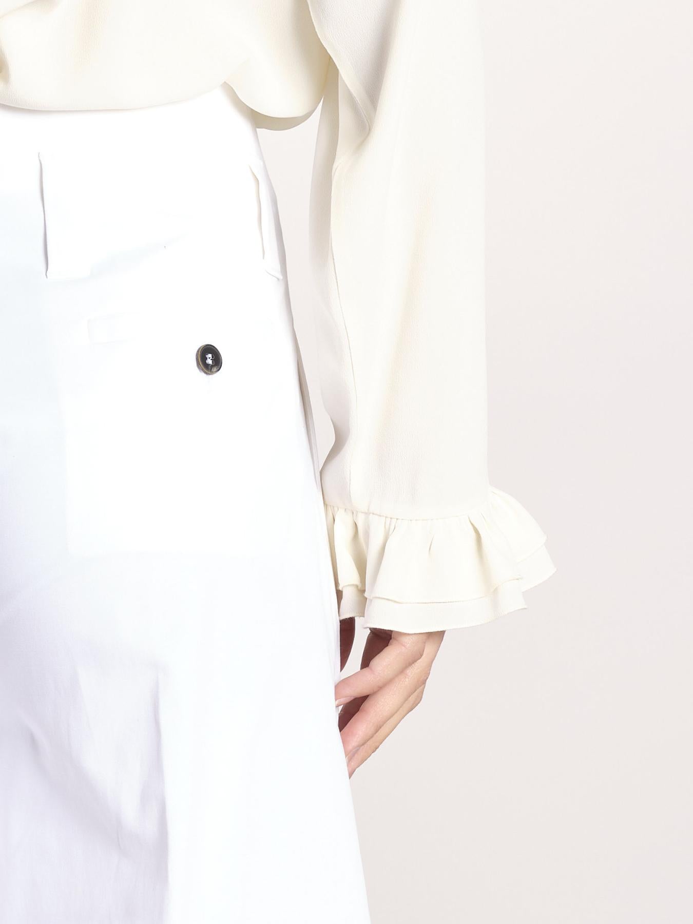 pantalone largo con nervature ORIANA 540 54 14 BIANCO quelledue 