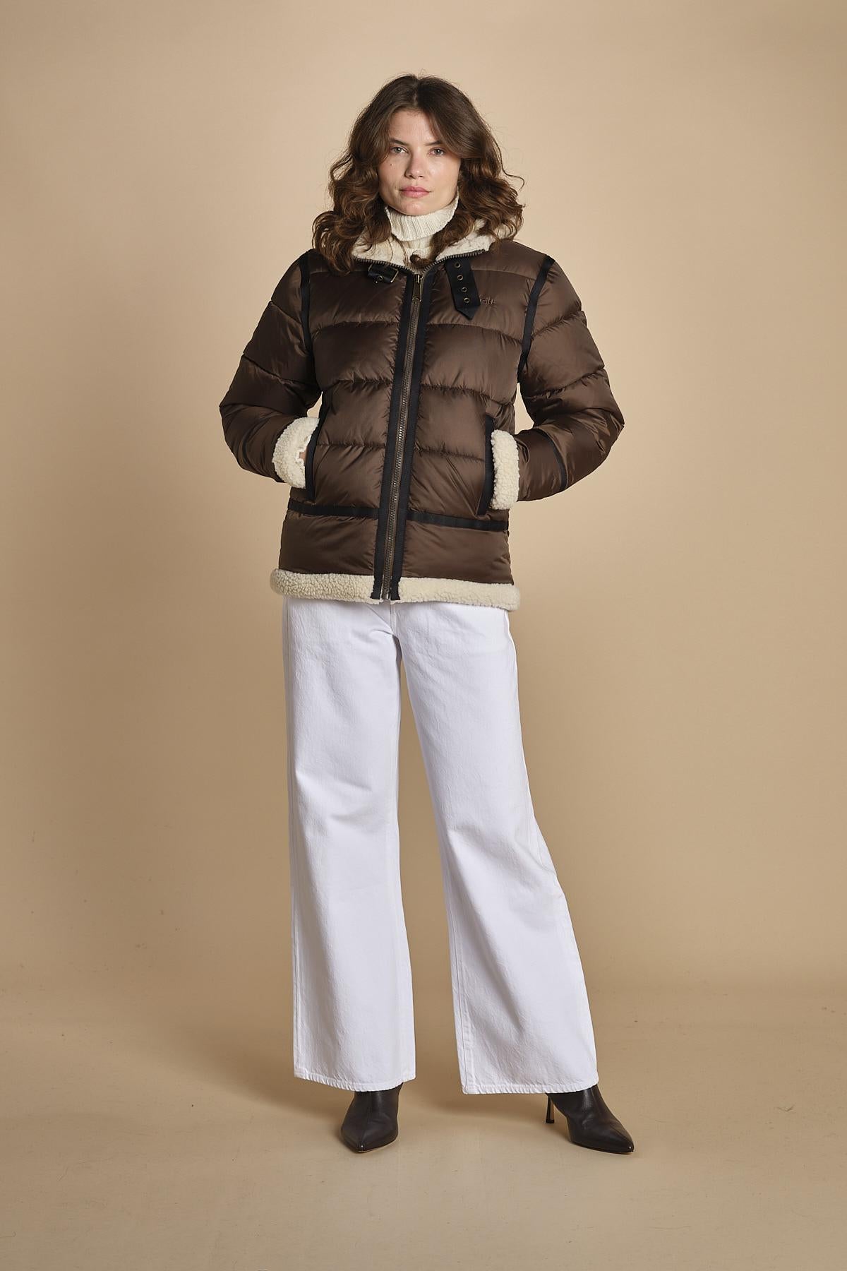 piumino con cappuccio IDAK2 BROWN schott 