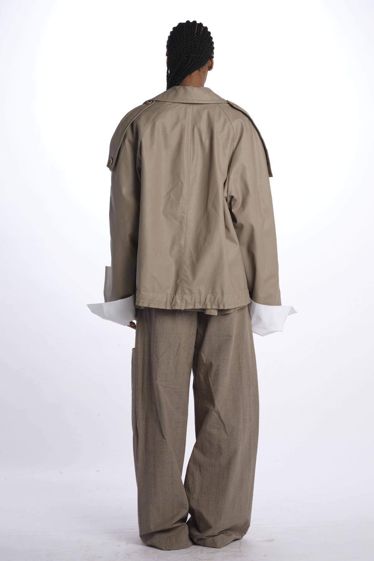 Bomber reversibile ecopelle e galles di cotone BOMBER TRENCH VEGANLEATHER jejia 