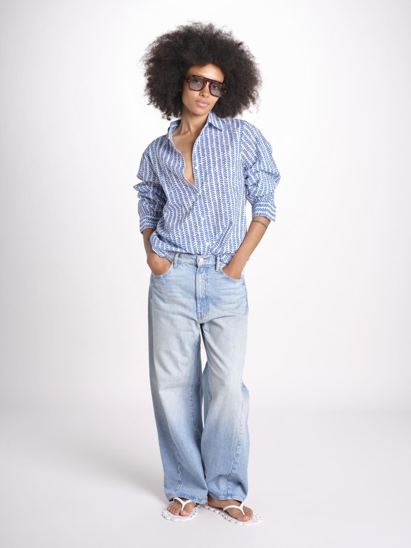 camicia stampa spina VT6248 BLUE zen ethic 