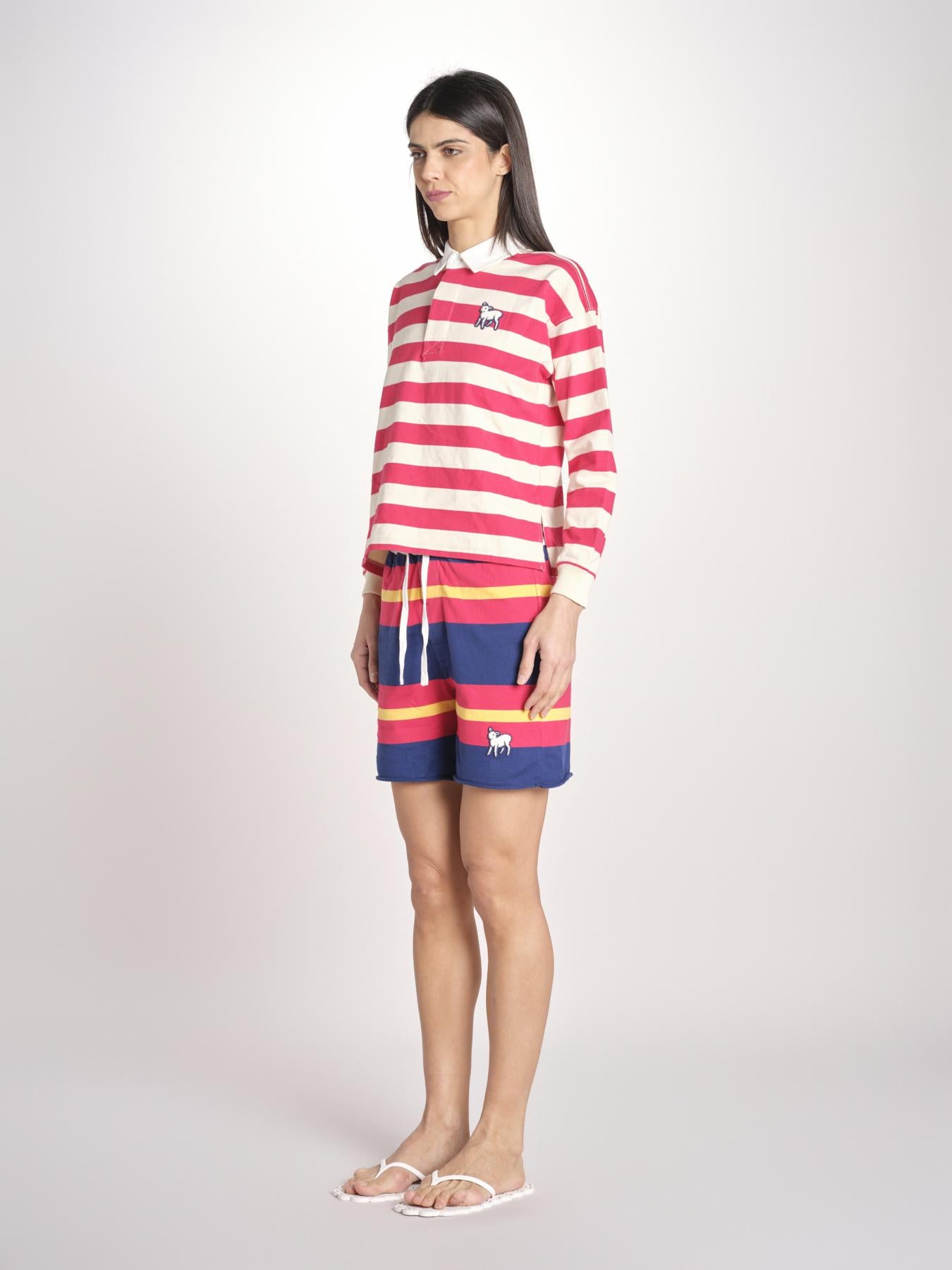 polo a righe maniche lunghe 8475-2020 THE BOXY MATCH GOR TANGO RED.CREAM mother 
