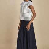 camicia a maniche corte con rouches e smerli G04152011102 BIANCO n21 