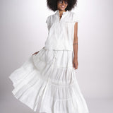 gonna in voille e pizzo CARAVELLE 6EVA53-V07316 BLANC vanessa bruno 