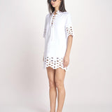 tunica con intarsi LEILA 730 WHITE sea ny 