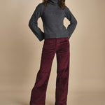 pantalone a zampa con taschine FAUVE WX BORDEAUX fam 