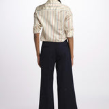 Pantalone MELODY D cropped cotone tinto capo MELODYD408801 80 quelledue 