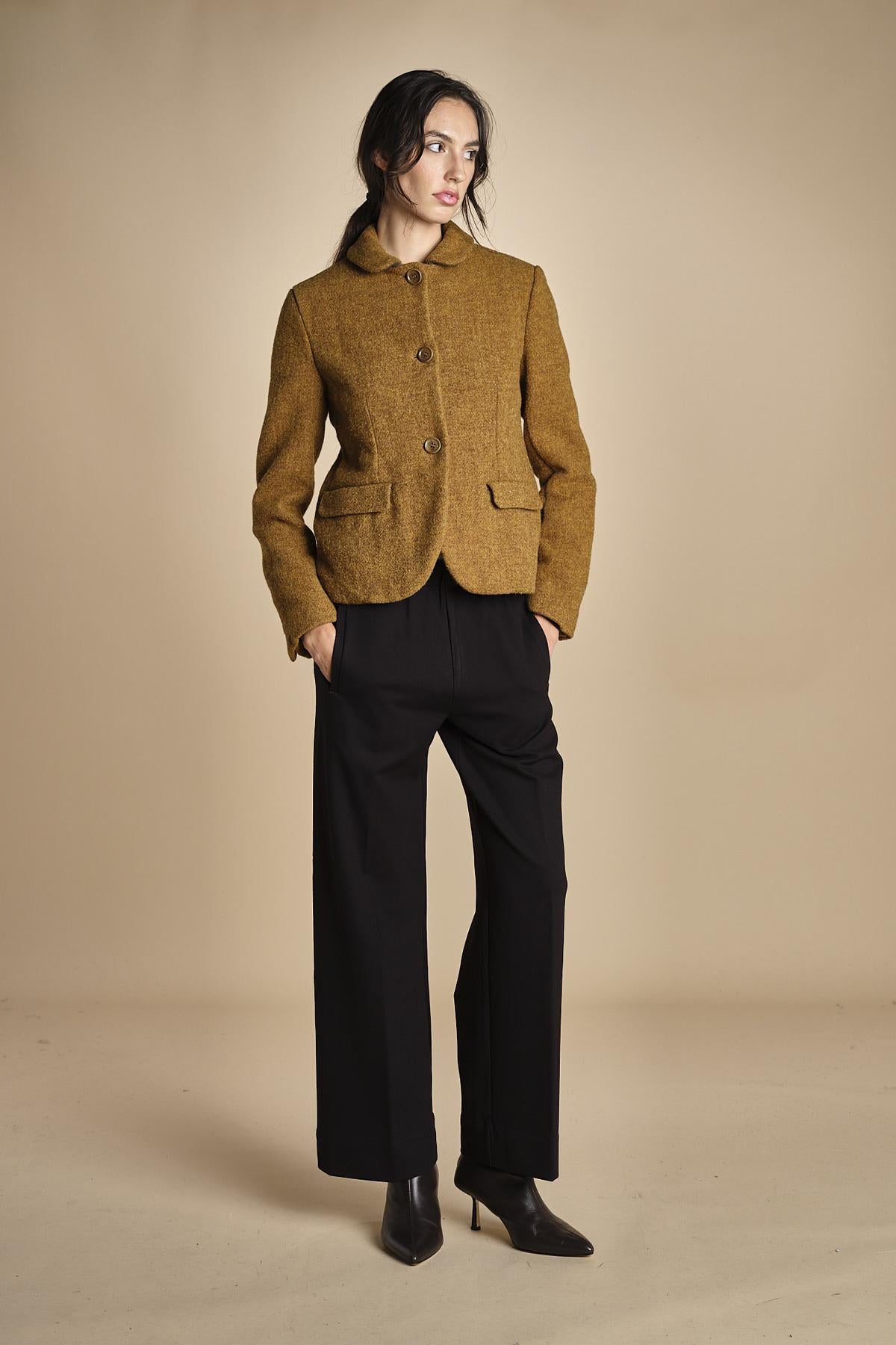 pantalone con elastico in punto milano PENSIL BLACK true avenue 