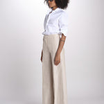 pantalone largo con nervature in lino ORIANA 540 50043 712 BEIGE quelledue 