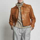 giacca in pelle beige GRANT MARRONE masscob 