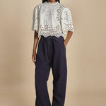 camicia girocollo con fiori intarsiati. LULA 016 WHITE sea ny 