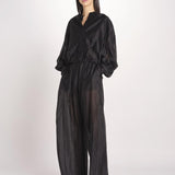 pantalone in mussola con elastico DORA 3119 T0161 BLACK T0002 the latest 