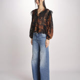 Camicia stampata con rouches LLAOLLAO MULTICOLR mes demoiselles 