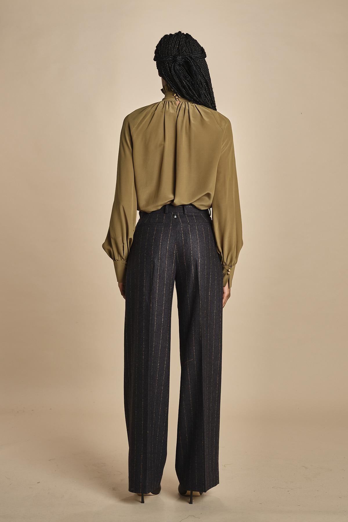 pantalone gessato con pinces MAFALDA 357507146 73 quelledue 