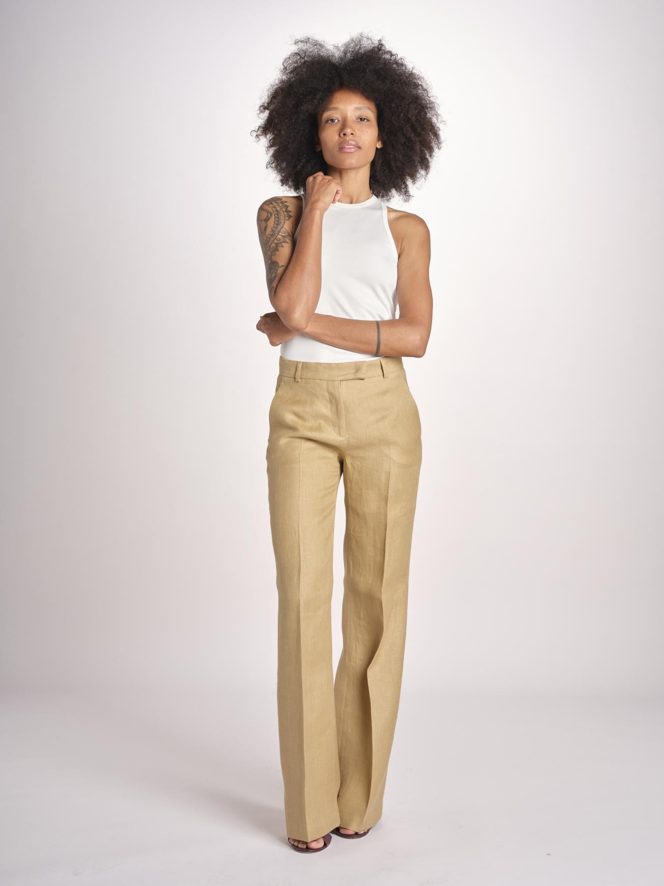 pantalone dritto in canapa MELODY L 33087 805 112 quelledue 