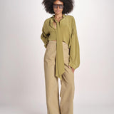 ALISS camicia cropped in seta con manica a sbuffo ALISS MJD10184141BI KHAKI jejia 