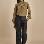 pantalone gessato con pinces MAFALDA 357507146 73 quelledue 