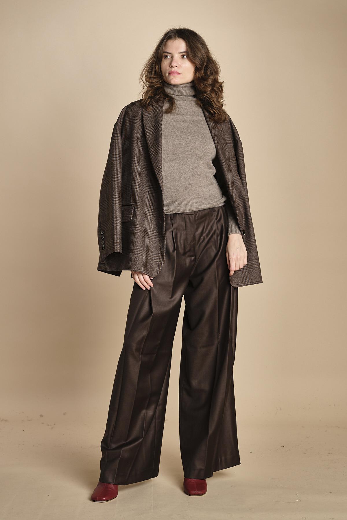 pantalone due pinces lana e seta. PETRA PE80 MORO nine in the morning 