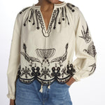 Camicia  KINGSLEY ricamo fiore 091 CREAM sea ny 