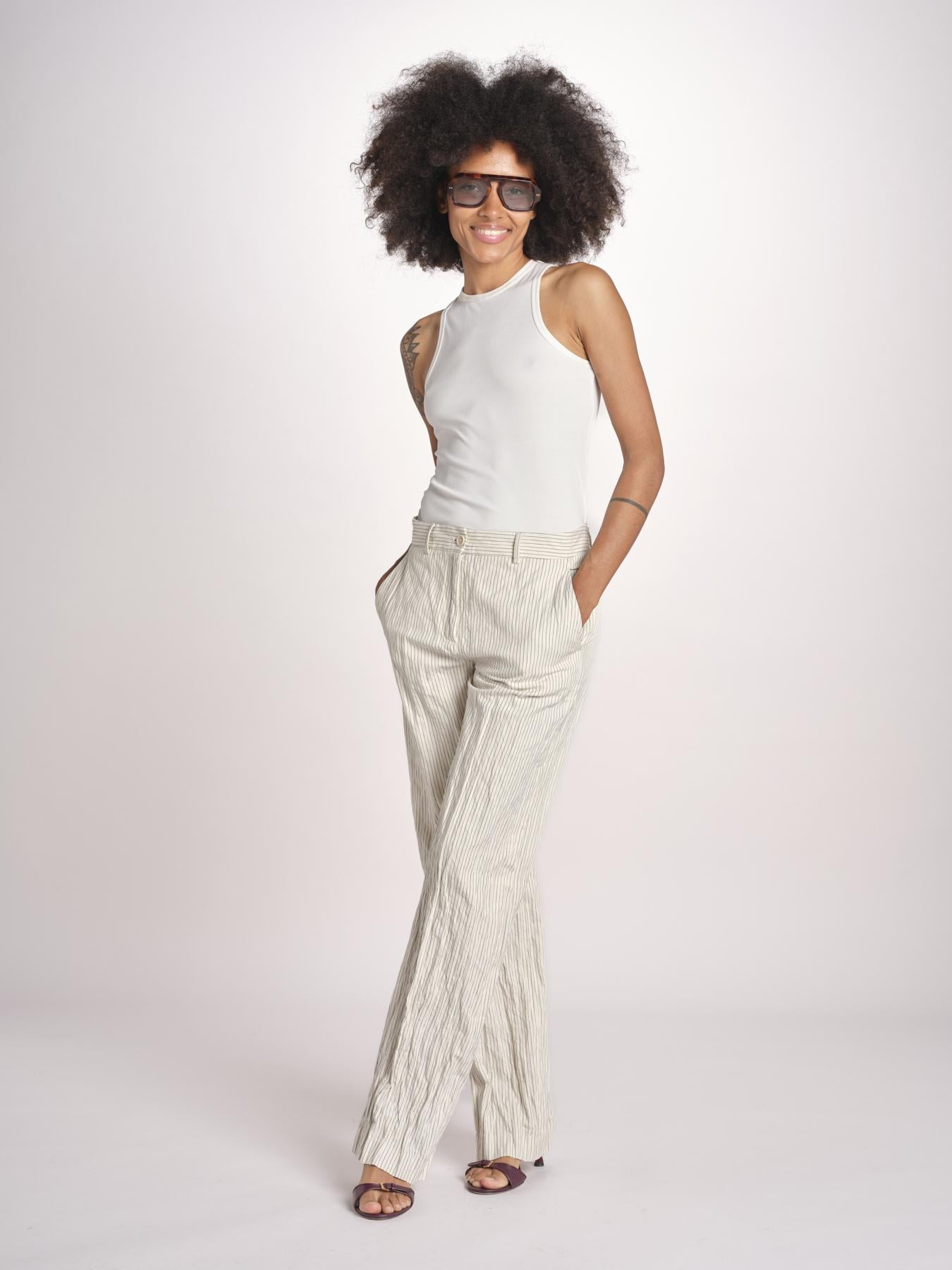 pantalone gessato 0142 22042 NATURALE aspesi 