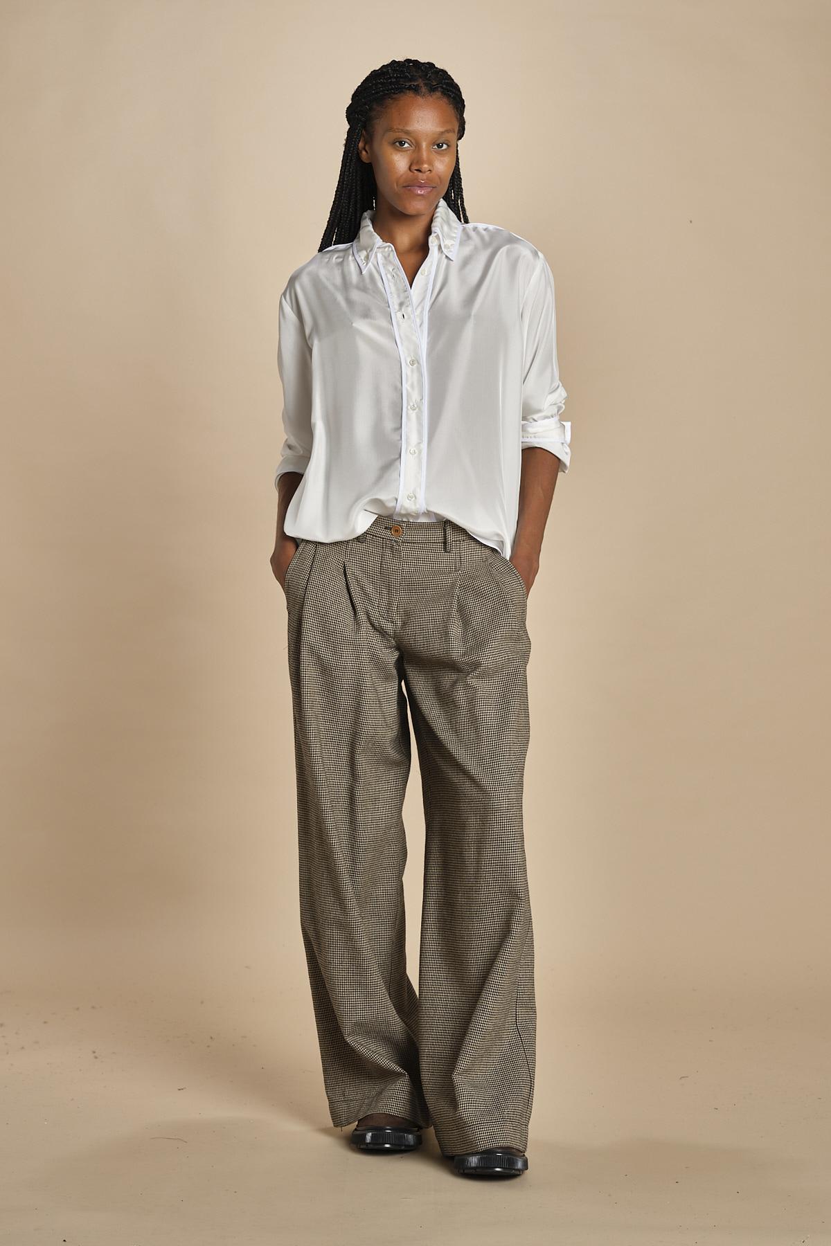 KATHERINE pantaloni piede de poule con pinces MJD217_A0CW16 BLK BRWN jejia 