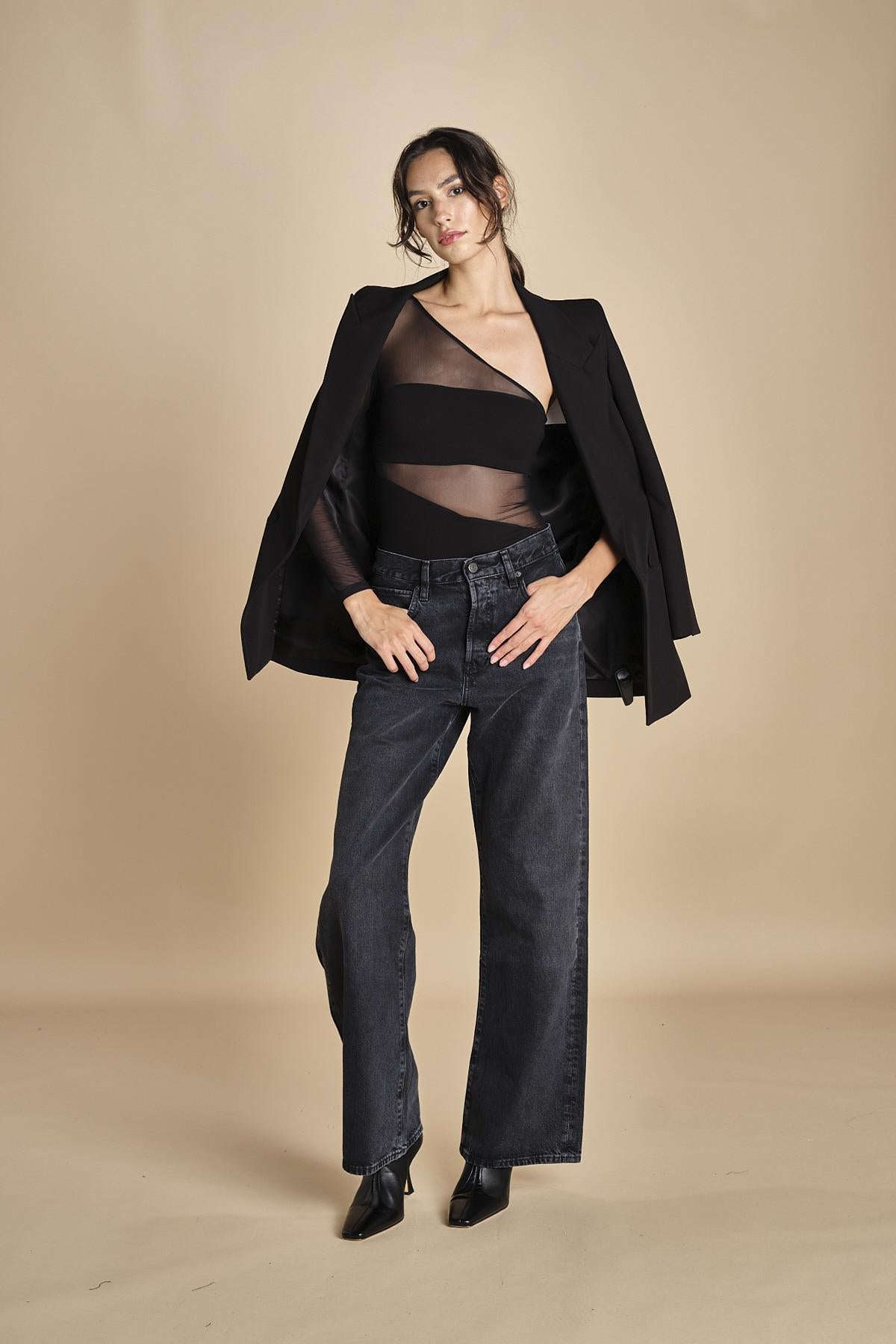 body monospalla in jersey e tulle SEX AND THE CITY BLACK undress code 