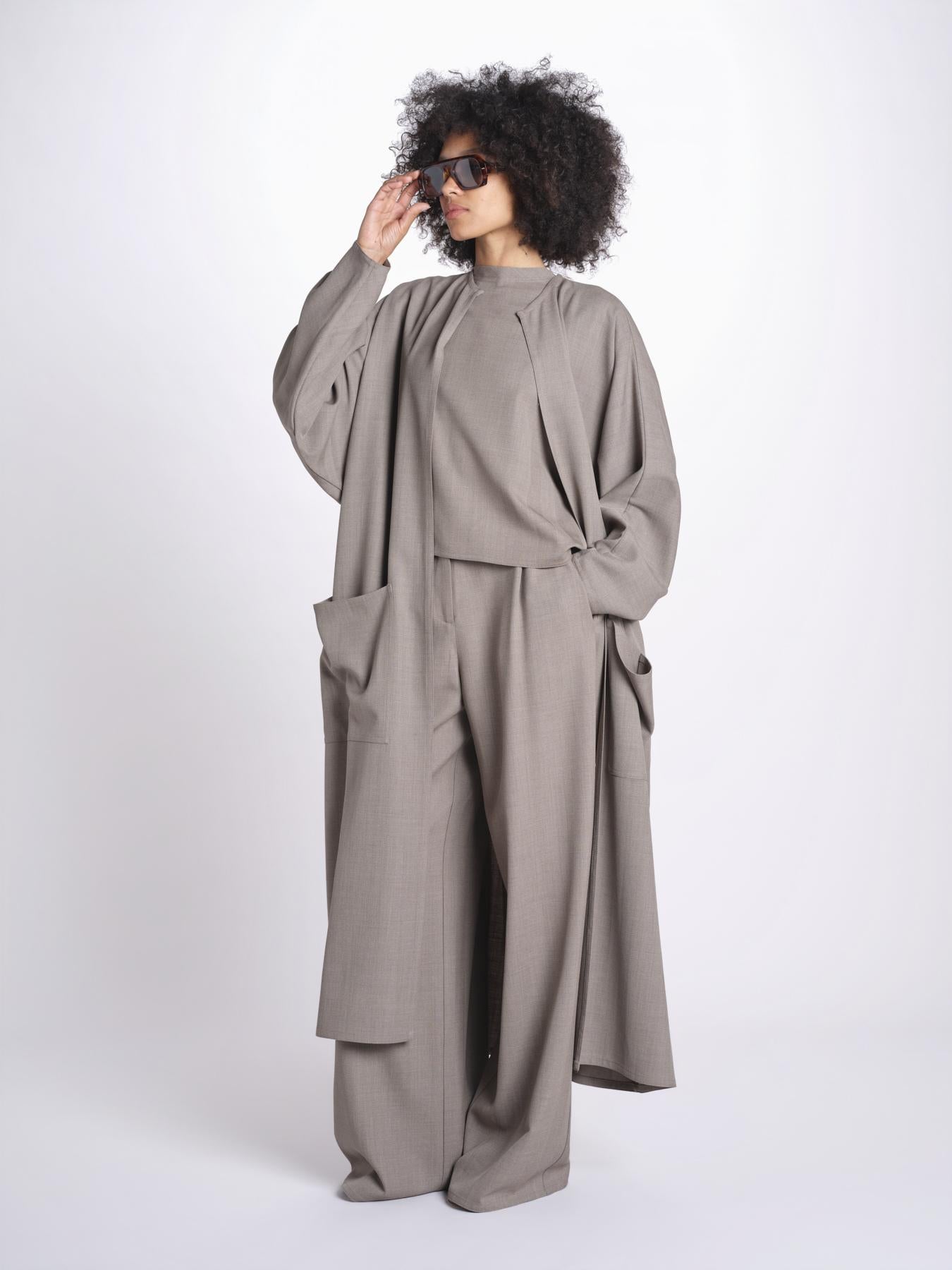 pantalone con tessuto diagonale U3011 TORTORA dusan 