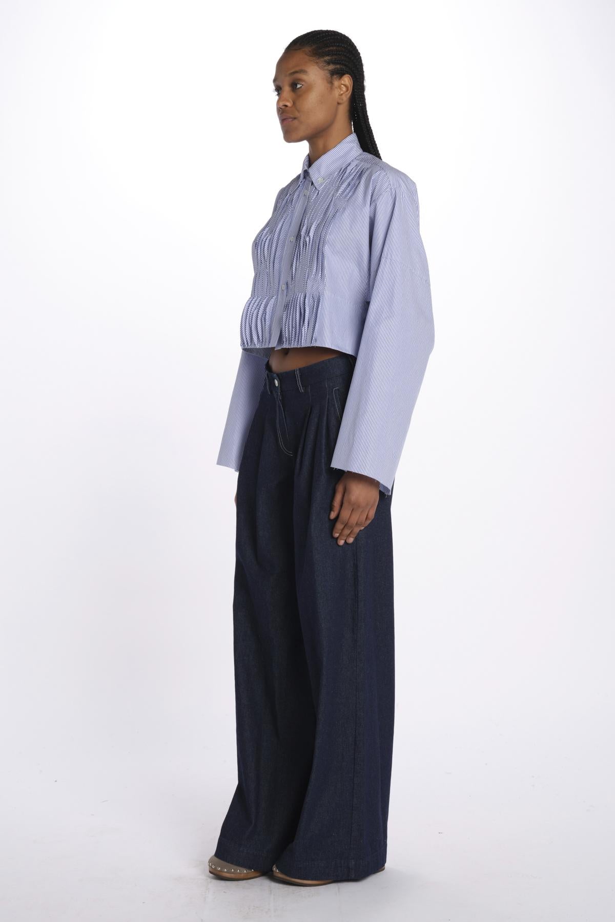 Camicia cropped IV SHIRT WHITEBLUE jejia 