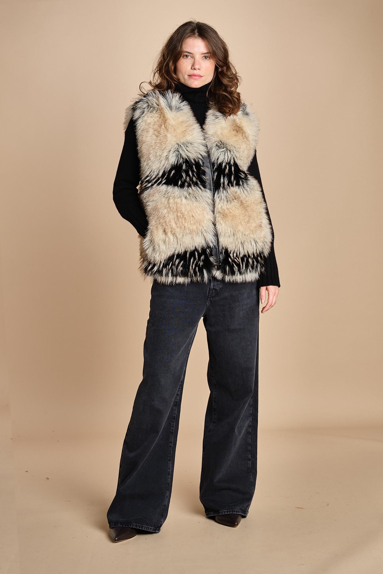 gilet in ecopelliccia AURA BEIGE mes demoiselles 