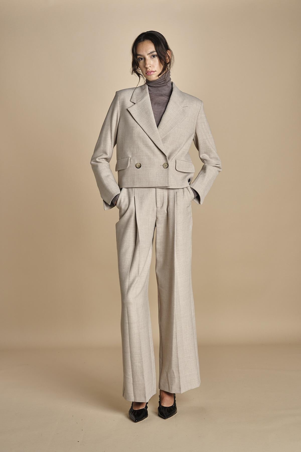 GRACE pantalone con pinces F25-040 092 DRIFWOOD oscar 
