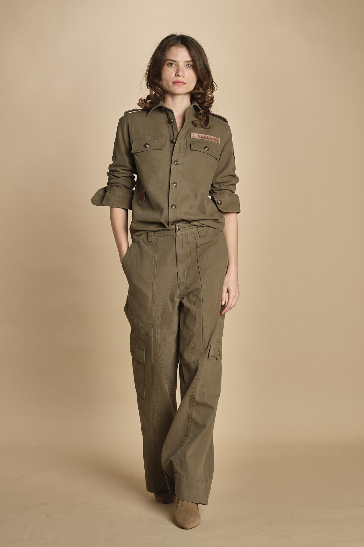 camicia militare. WWSH02247 LEAVES 308 zadig & voltaire 