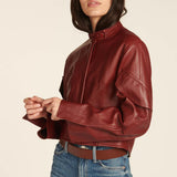 giacca di pelle bordeaux MALEN F19JL1 NAPPA BORDEAUX petar petrov 