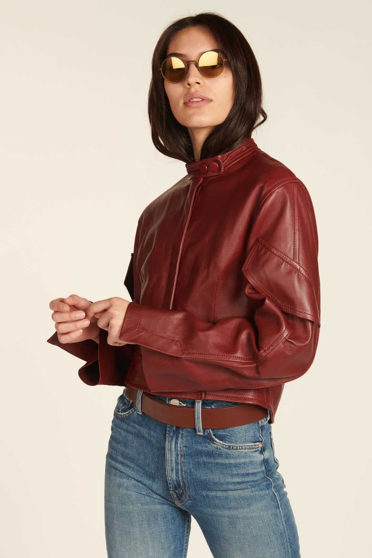 giacca di pelle bordeaux MALEN F19JL1 NAPPA BORDEAUX petar petrov 